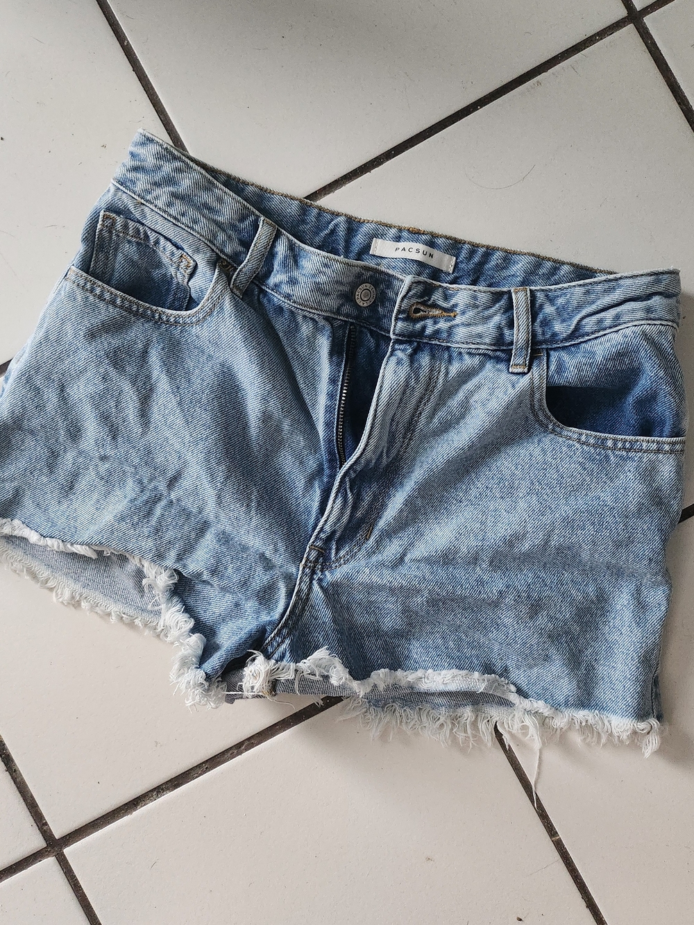 PacSun Washed Blue Denim Frayed Hem Shorts